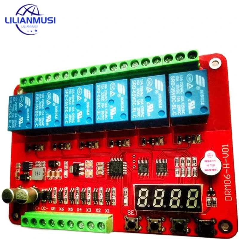 DRM06/ six Way Multifunction Relay Module / delay / self lock / cycle / timing / linkage / control module