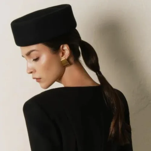 Imagen 1 del producto Boinas de fieltro de lana para mujer, sombrero Vintage duro, Top cóncavo, sombreros de fieltro, tocado de boda, pastillero para fiesta de cóctel y boda