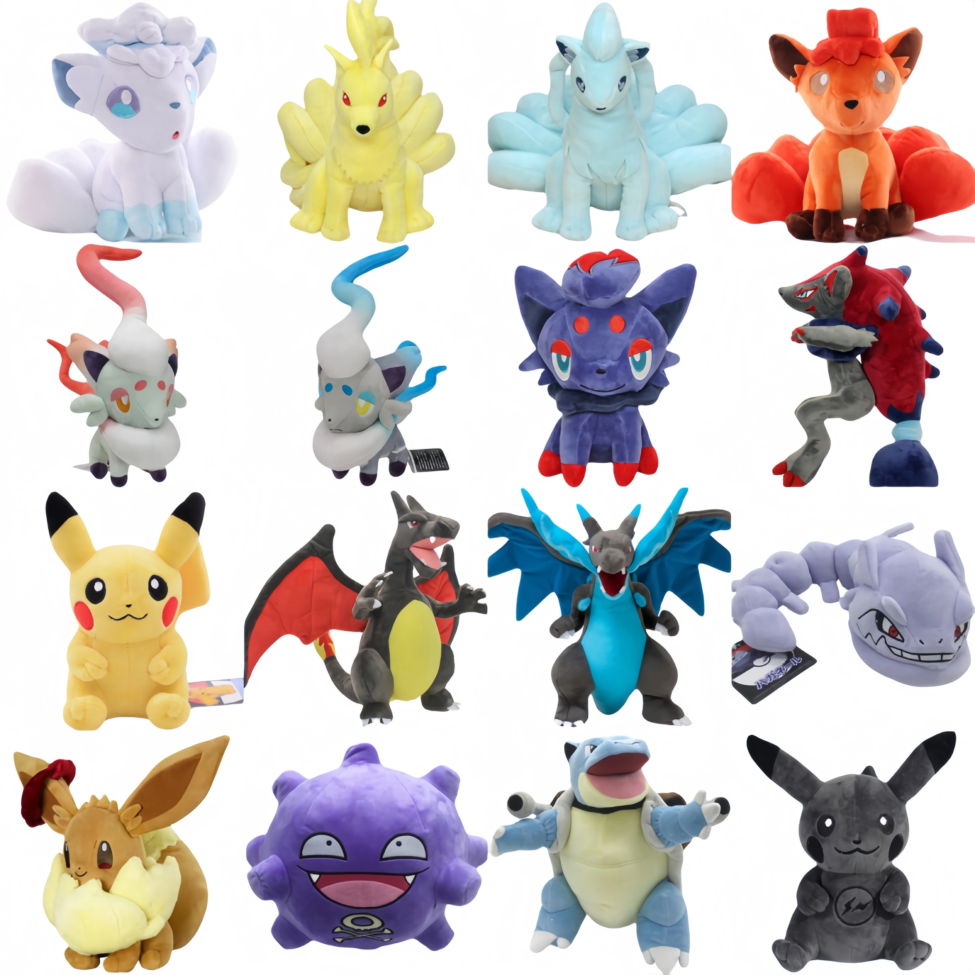 New Pokemon Zorua Zoroark Ninetales Vulpix Pikachu Plush Toy Charizard Steelix Koffing Blastoise Eevee Plushie Doll Kids Gift