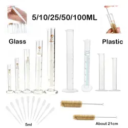 Cylindre de mesure en verre/plastique avec brosse de cylindre de mesure et tasse de mesure Standard de laboratoire de chimie de compte-gouttes