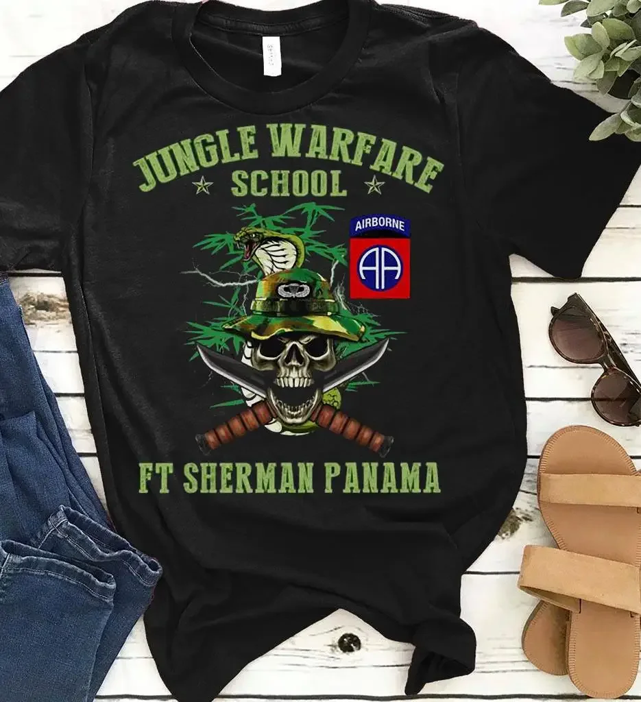 

Awesome Snake Skull Airborne Jungle Warfare School T-Shirt 100% Cotton O-Neck Short Sleeve Summer Casual Mens T-shirt Size S-3XL