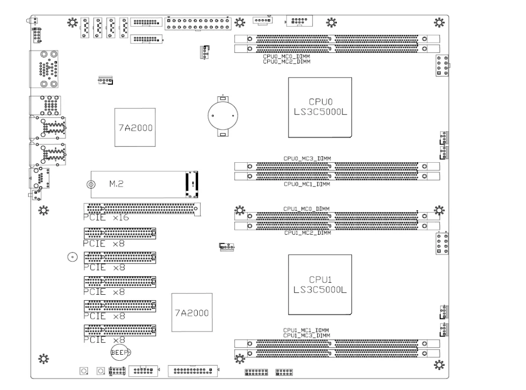 Servidor bidirecional 3c5000l de loongson 3c5000l + 7a2000 mainboard 3c5000l