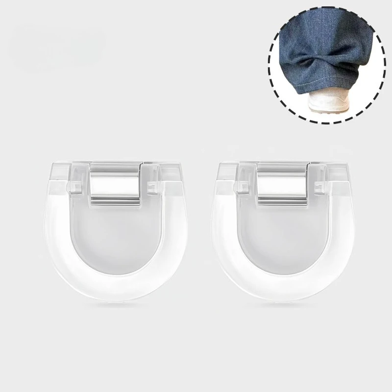 4pcsTransparent Invisible Seamless Pant Leg Clips-Adjustable anti-slip clamp，Suitable for jeans、Wide Leg Pants、Fabric cutting，St view 4