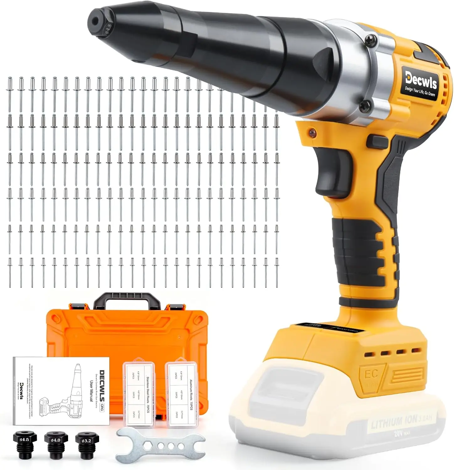 Cordless Rivet Gun Electric Compatible with Dewalt 20V Max Battery