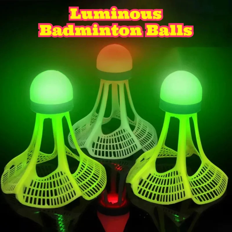 Glowing Nylon Badminton Shuttlecock Wind Resistant High Toughness Stable Flight Anti Wind Outdoor Sports Training Durable Match