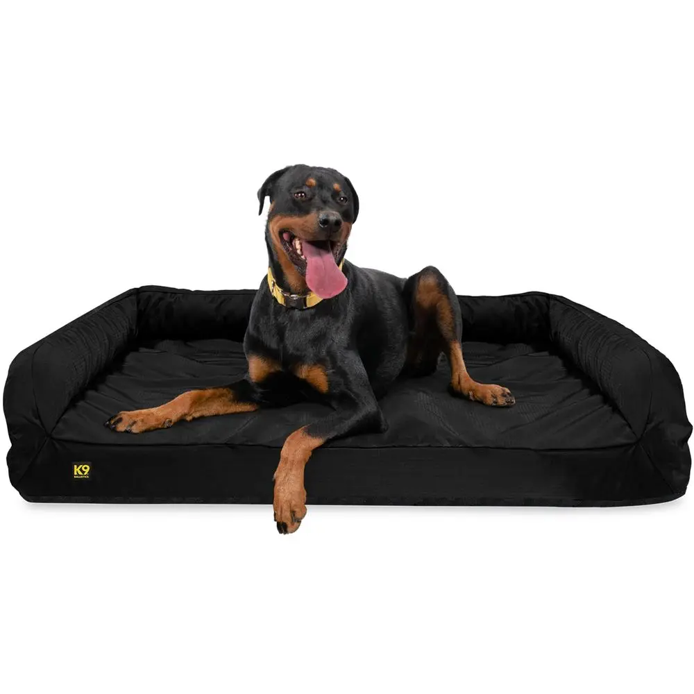 

Tough Orthopedic XL Extra Large Bolster Dog Bed Washable, Durable and Water Resistant Dog Bed Made for Big Dogs, 38x54, Black