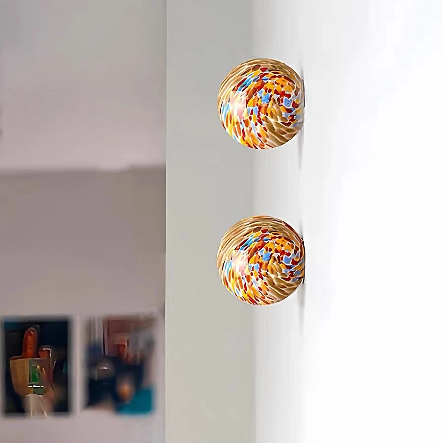 

Colored glass ball wall lamp, hotel hallway, study, entrance, restaurant decoration, indoor wall lamp