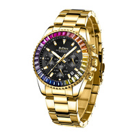 BIDEN Men's high-end brand luxury original waterproof six pin multifunctional quartz watch men's gold frame style new model