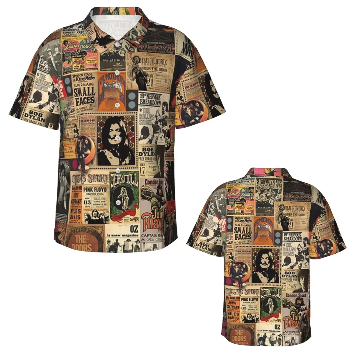Rock N' Roll Stories Hawaiian Shirts Funny Men Short Sleeve Shirt for Summer Beach Men's Lapel Tops