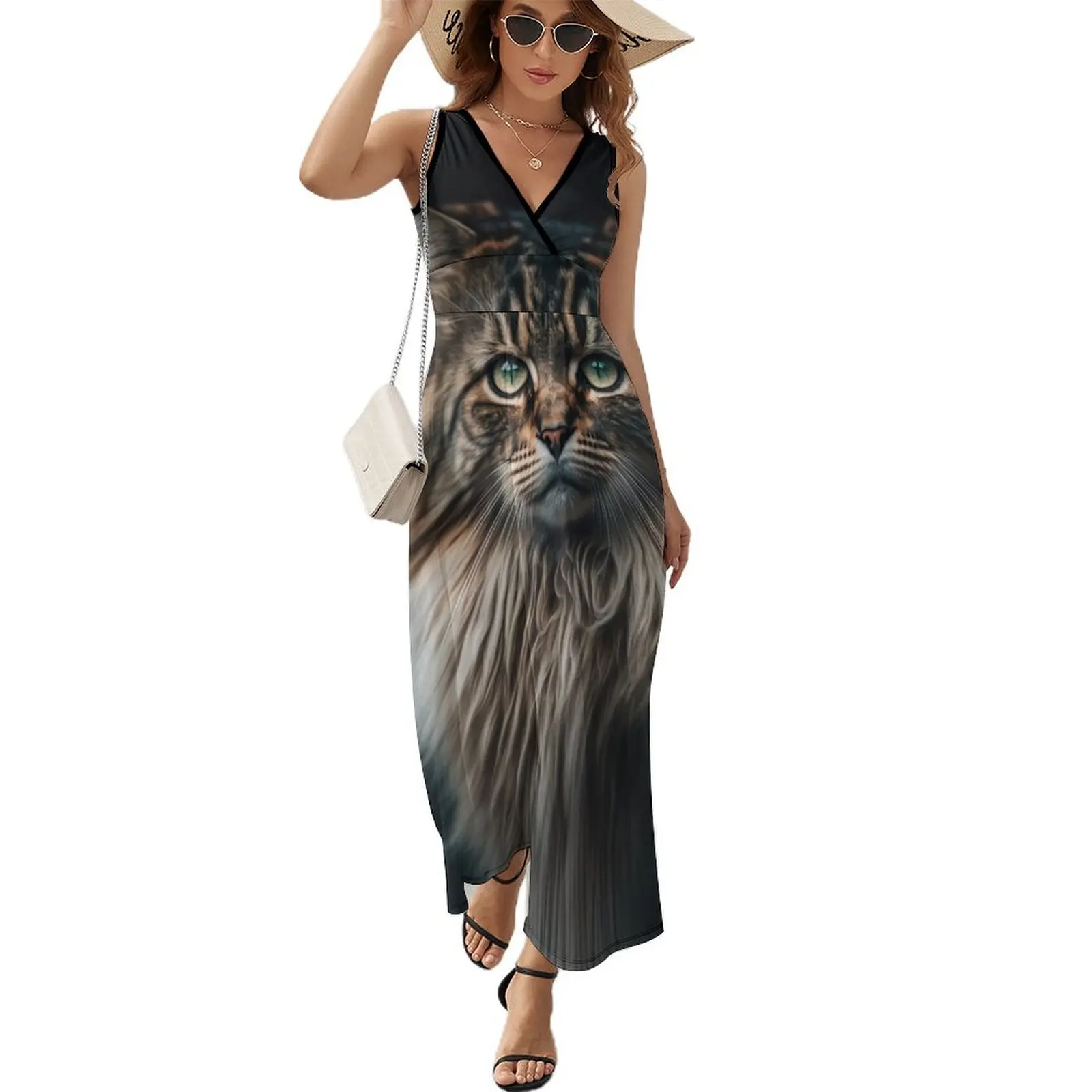 

Serious Cat portrait Sleeveless Dress Woman clothing elegant women's dresses sale