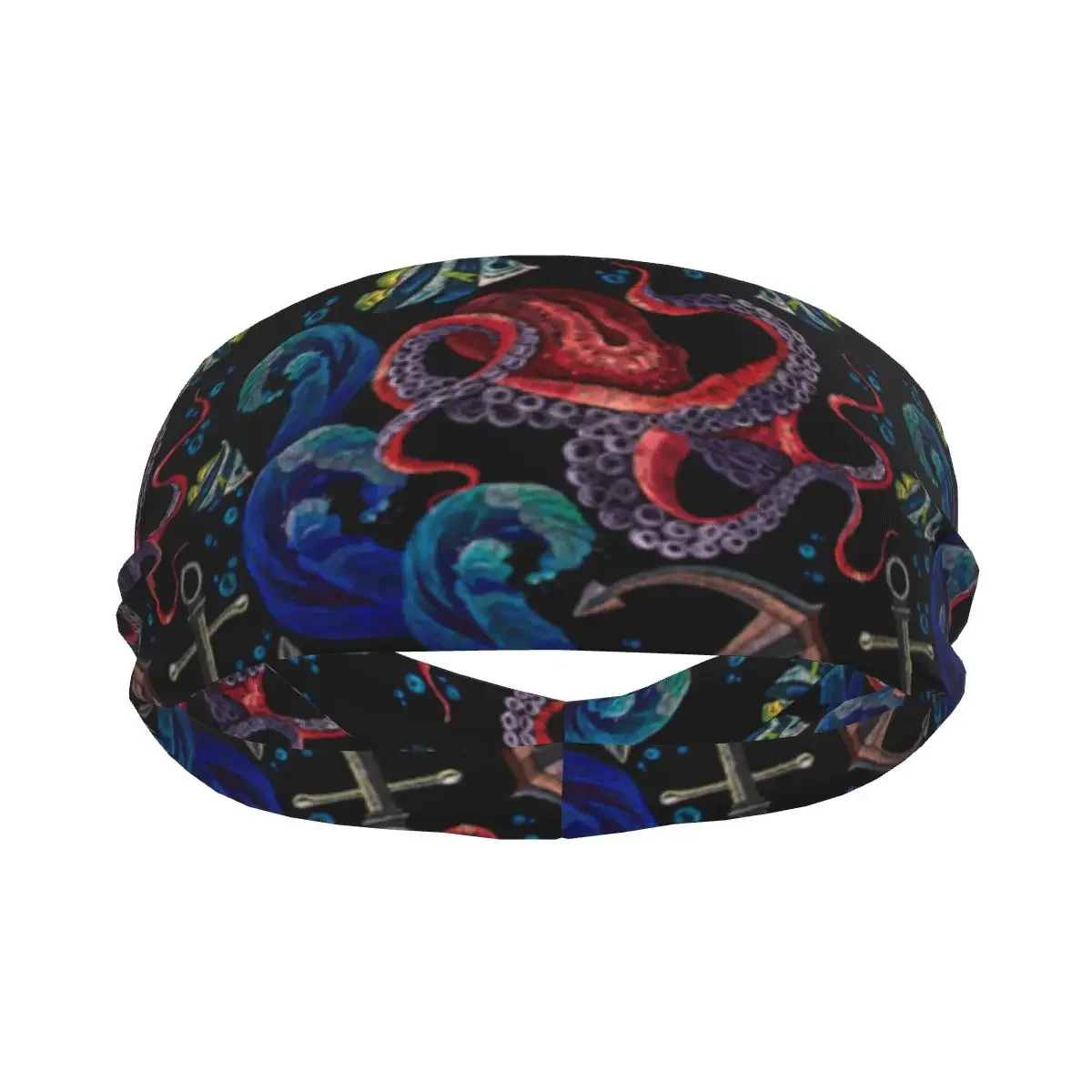 Sports Headband Portable Hair Band Ocean Octopus And Anchor Hair Wrap Brace Cycling Running Exercising Sweatband