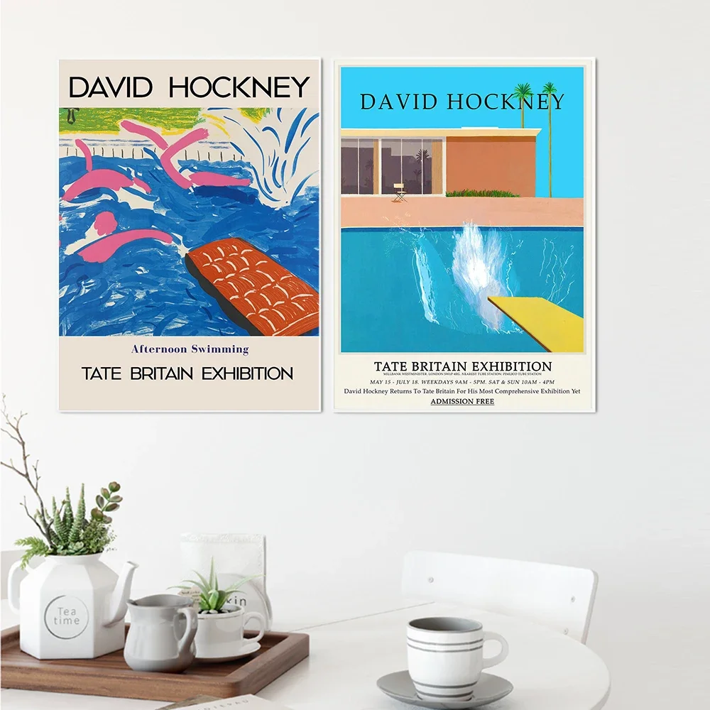 David Hockney Art Exhibition Poster A Bigger Splash Canvas Painting Modern Minimalist Abstract Wall Pictures Office Home Decor