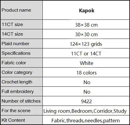 Kapok cross stitch kit 14ct 11ct count print canvas stitches embroidery DIY handmade needlework