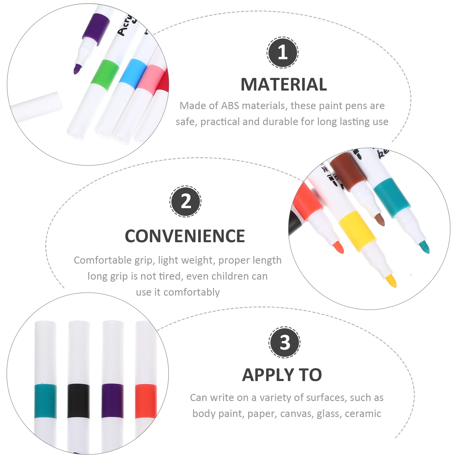 

12Pcs Art Markers for Easy to Use Painting Pens on Body Paper Glass Great for DIY Handicrafts Office Paint Pen Supply