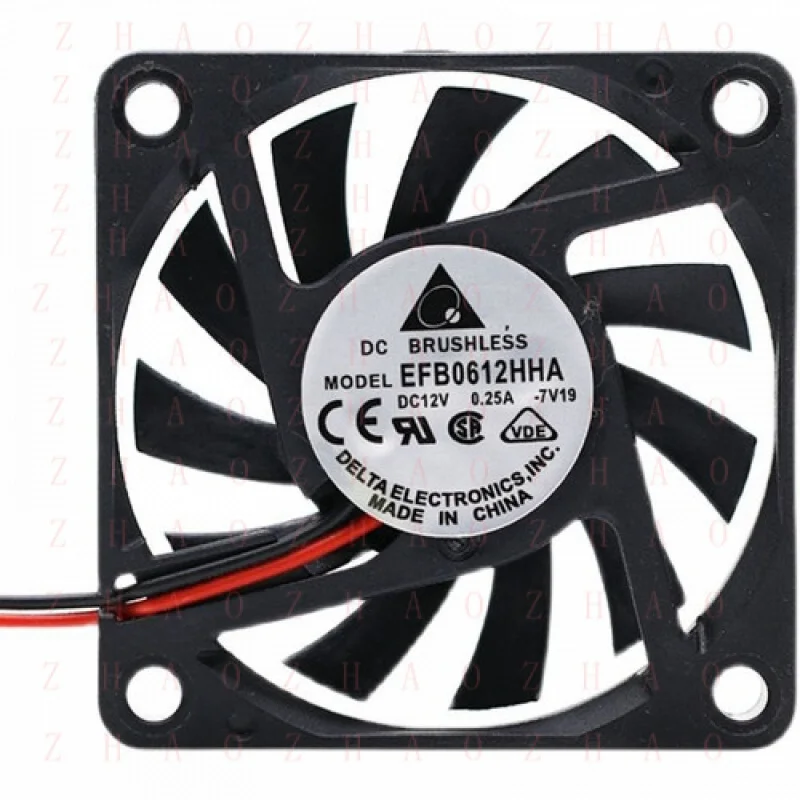 L+ for Delta EFB0612HHA DC BRUSHLESS 6CM 12V 0.25A 60*60*10MM 2wires Cooling Fan MODEL