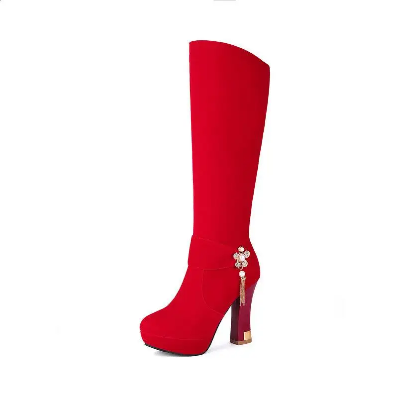 Rock Shoes Woman Red Boots Clogs Platform Round Toe Winter Footwear  Sexy Thigh High Heels High Sexy Boots-Women Ladies 2025 Rub