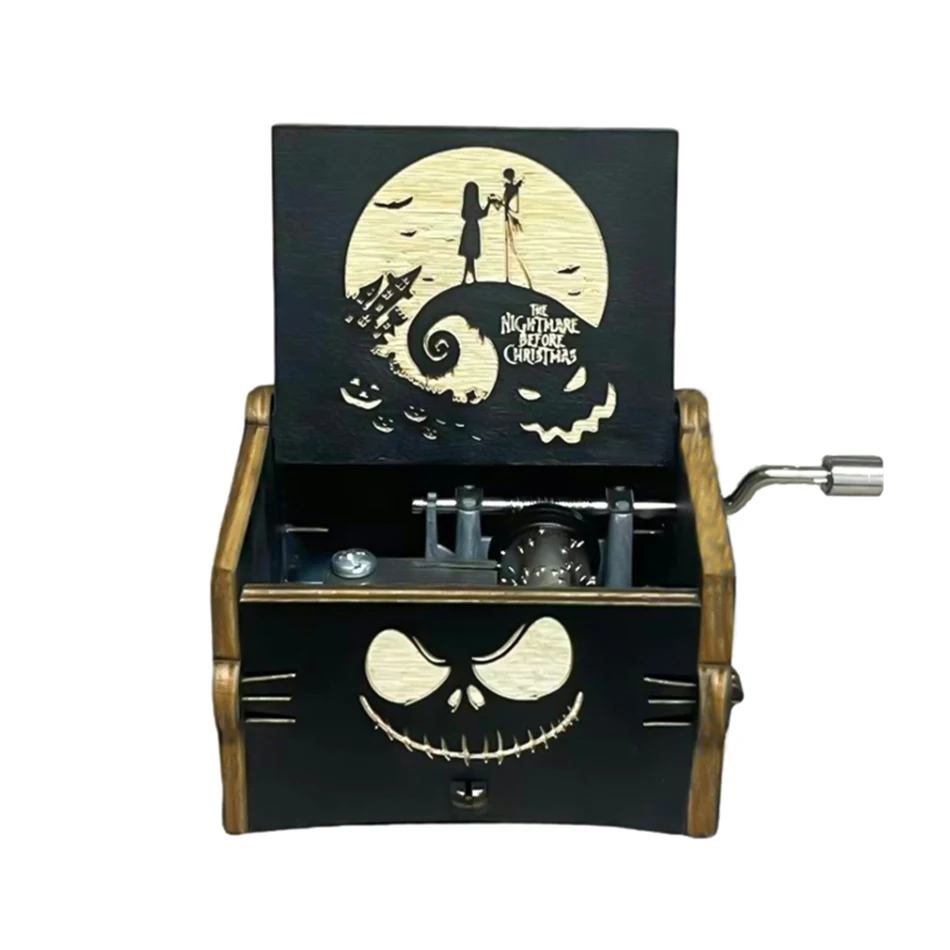 Hot Merry Christmas Halloween Music Box Anime Theme Wooden Hand Cranked Musical Box Children New Year Birthday Gift