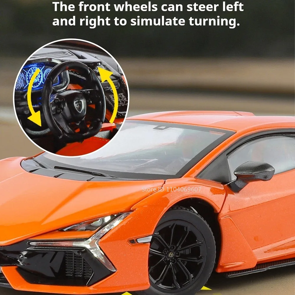 1:24 Scale Revuelto V12 Model Toy Sports Cars Alloy Diecast Sound Light Doors Opened Pull Back Simulation Supercar Toys for Kids