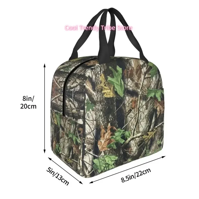 Women's Real Tree Camo Insulated Thermal Lunch Bag & Cooler - Leakproof Oxford Fabric Food-Safe Thermal Tote with Camouflage Des