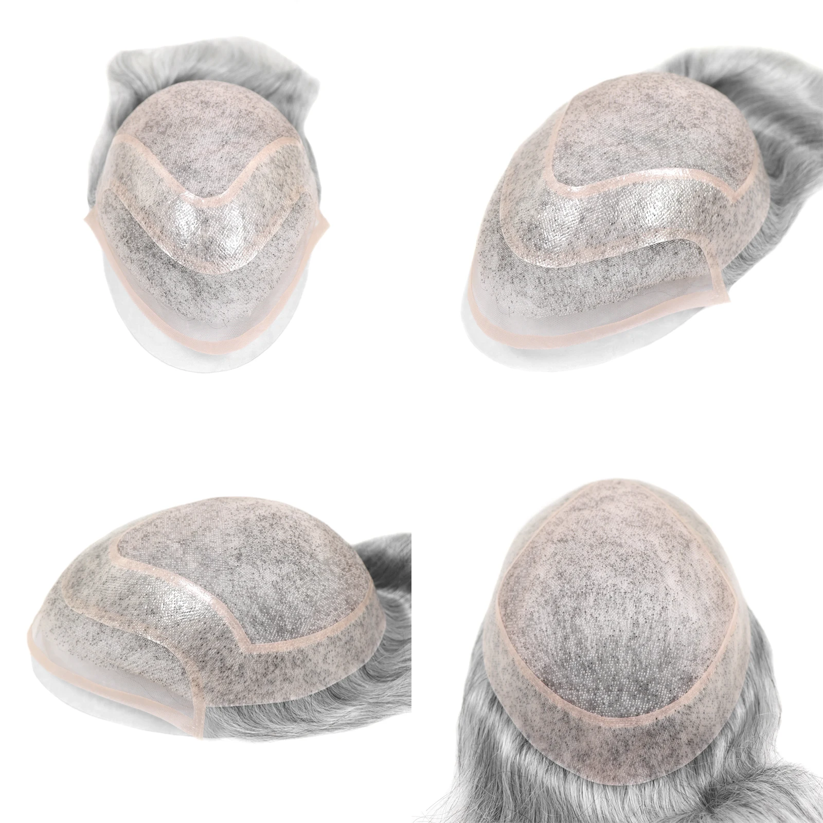 رمادي الرجال هيربيسي 1B80 الدانتيل الجبهة أحادية بولي Toupee الشعر المستعار 8X10 بوصة باروكة من شعر طبيعي نظرة الذكور استبدال الشعر الاصطناعي نظام