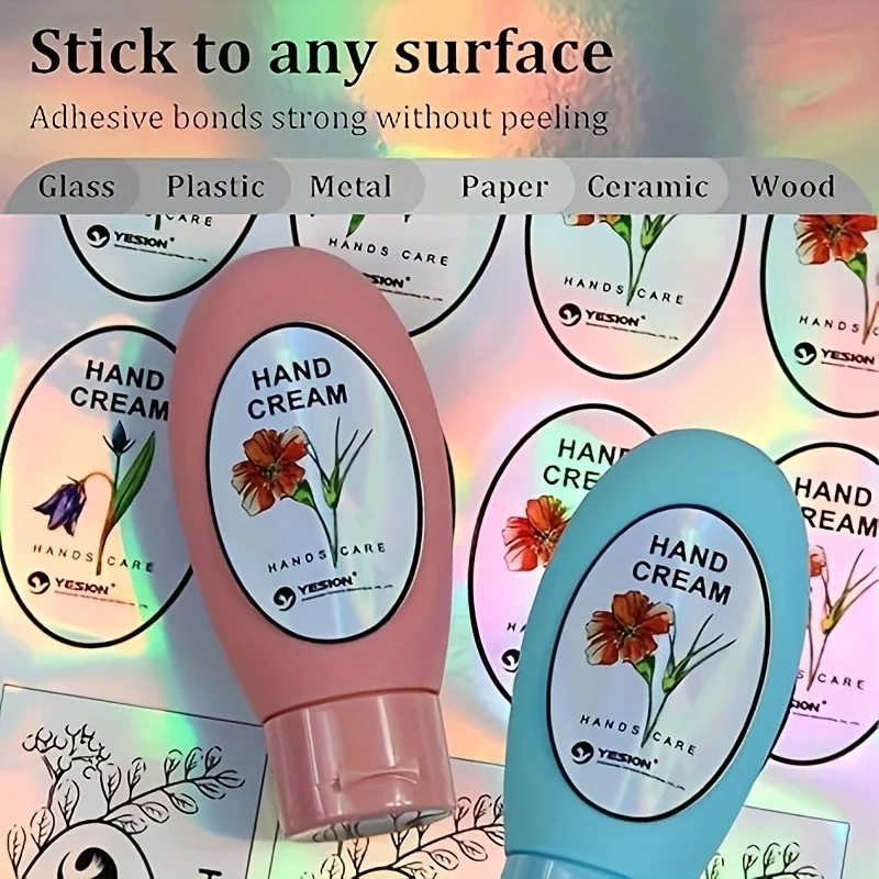 50 Blatt - 6 Stile Holografisches Aufkleberpapier - 2,9 x 4,1 Zoll Overlay Kaltlaminierfolie Selbstklebende Vinylfolie – Detail 8