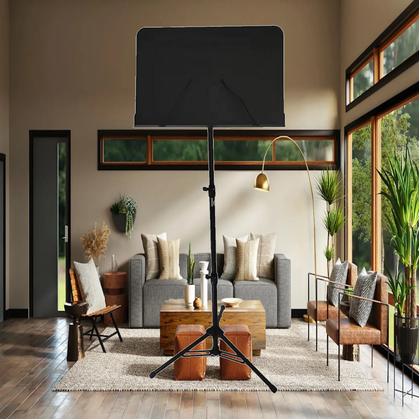 Sheet Music Stand Height-Adjustable Floor Music Stand Long-Lasting Portable for Musicians, Practice Rooms, Classrooms