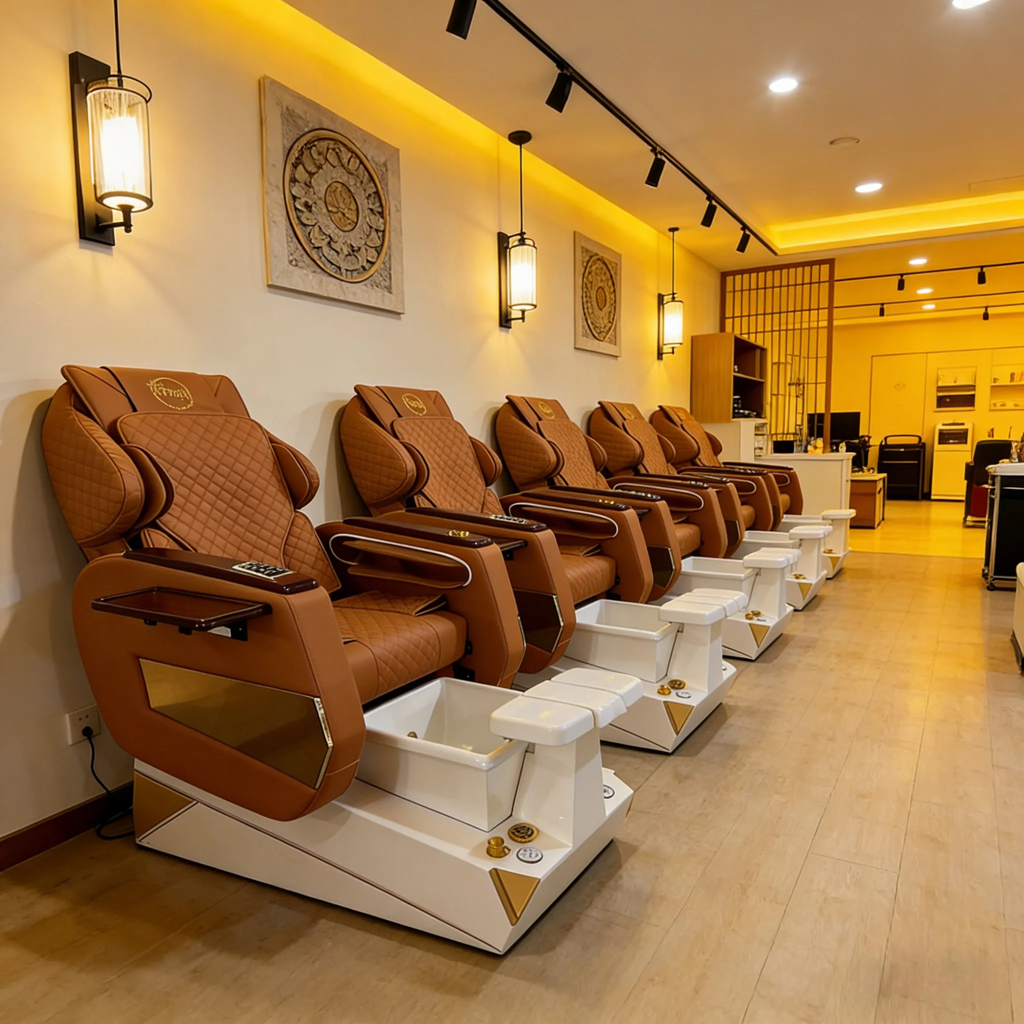 Logo Customizable Pedicure Spa Chair Therapeutic Back Massage Integrated Footbath Custom Hue, Premium Salon Equipment