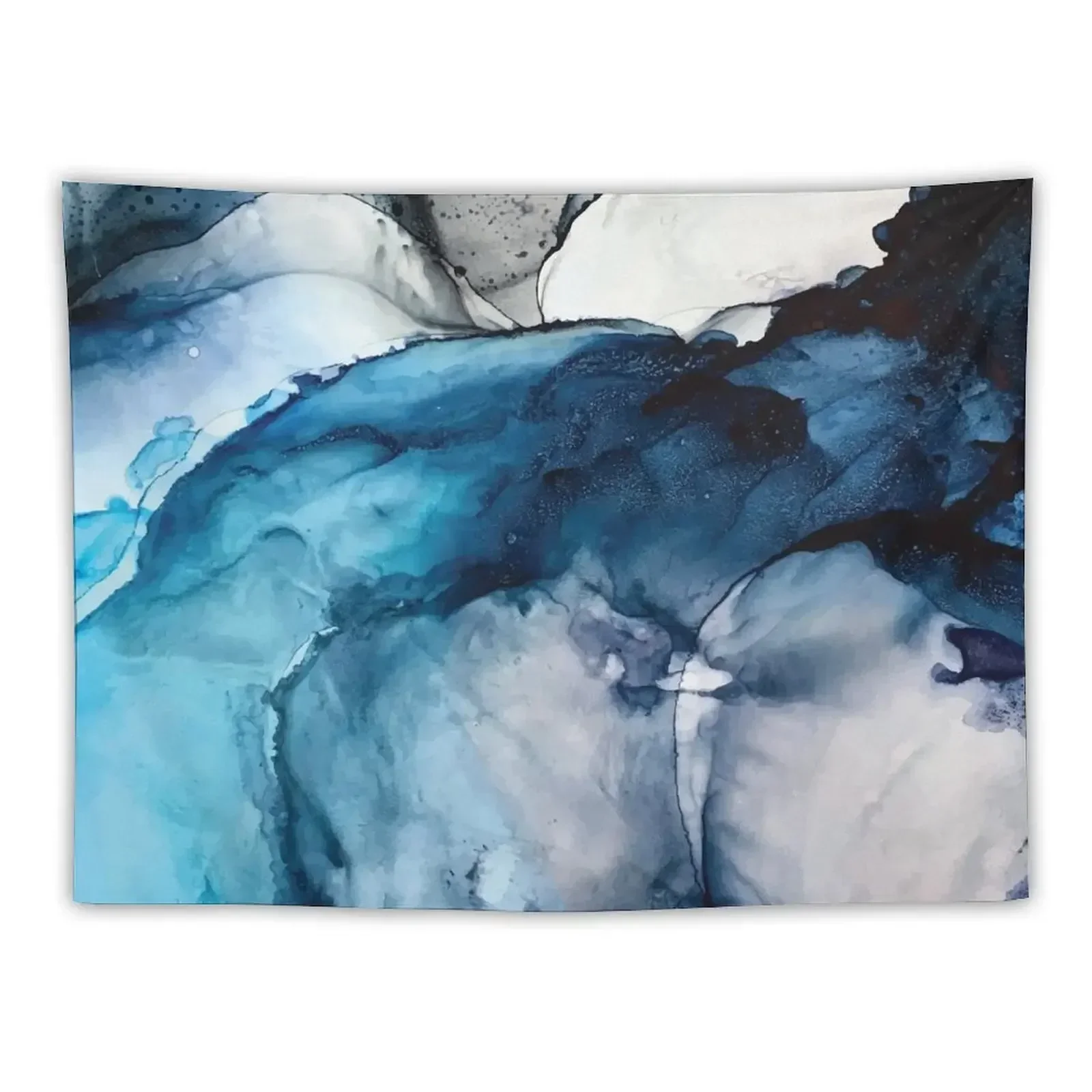 White Sand Blue Sea - alcohol ink painting Tapestry Wall Mural Decor For Room Wall Coverings Tapestry