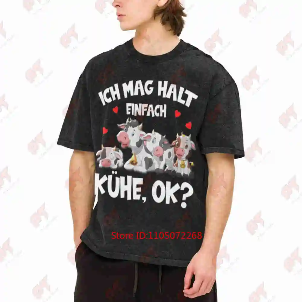 German Cow Saying I'm Just A Simple Ich Will Nur Ein Einfacher Kuh Sein Vintage Washed Tee Pure Cotton T-Shirt