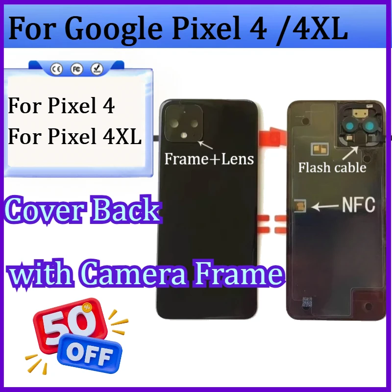 

For Google Pixel 4 Battery Cover Back Housing Rear Case For Google Pixel 4XL Back Battery Door with Camera Frame