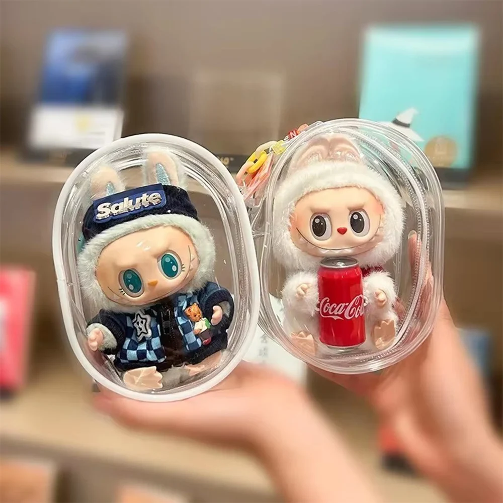 Plush Labubu Doll Transparent Protective Storage Plush Doll Display Bag PVC Material Storage Box Dustproof Display Bag