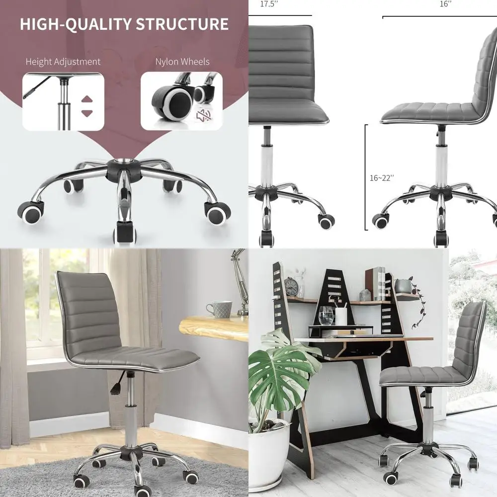 

Gray Adjustable Mid-Back Swivel Task Chair for Home Office Desk Use