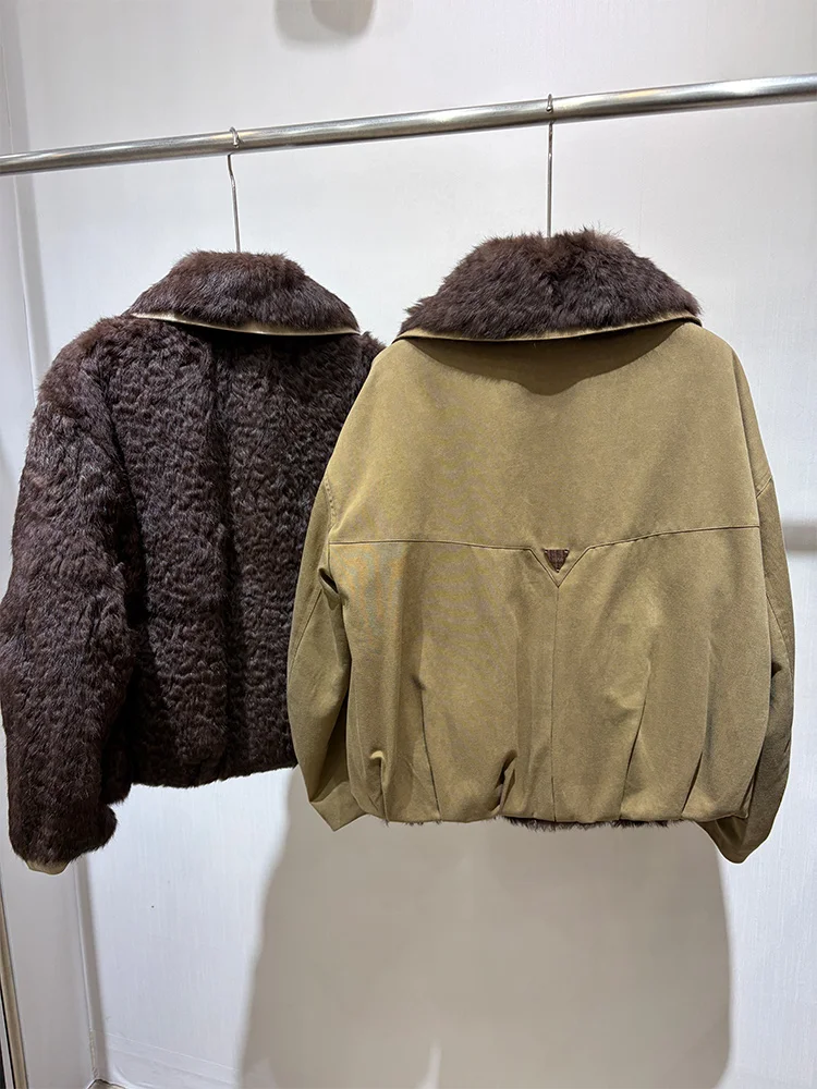 2026 Women Winter Natural Real Rabbit Fur Coat 2-Side Can Wear Fur Coat Jackets Thick Outwear Coat