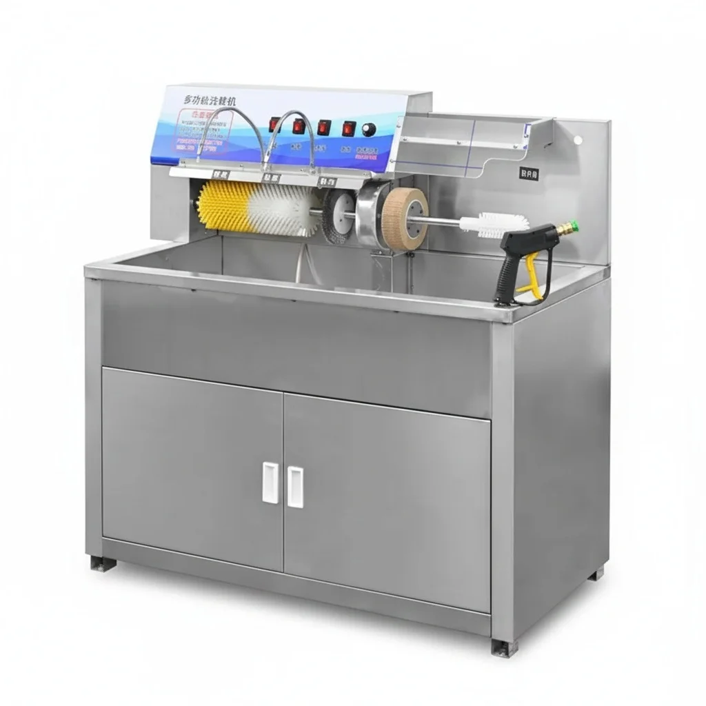 Commercial Shoe Washer, 1.2kW 15-20 Pairs Industrial Washing Machine, Sterilizing Drying Polishing Shoe Cleaner Machine