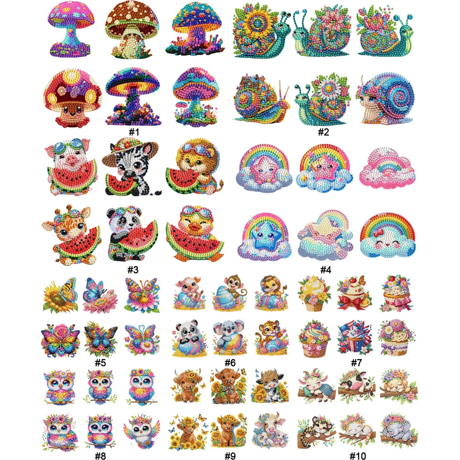 

6pcs Acrylic DIY Animal Series Diamond Painting Magnets Diamond Art Fridge Magnet Kit DIY Art Fridge Magnet Refrigerator Sticker