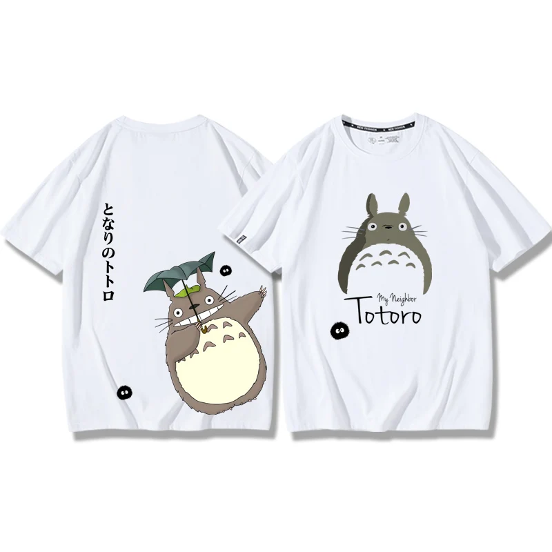 My Neighbor Totoro Anime 100% Cotton T-shirt Fashion Couple Tops Summer New Short Sleeve Street Casual Men's Clothin