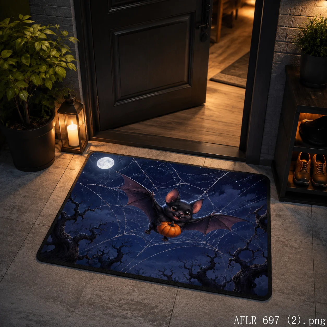 VIKAMA Halloween Bat Doormat—Noise-Reducing, Non-Slip Entryway Mat for Hallways, Bedrooms, and Kitchens—Home Furniture Accessory