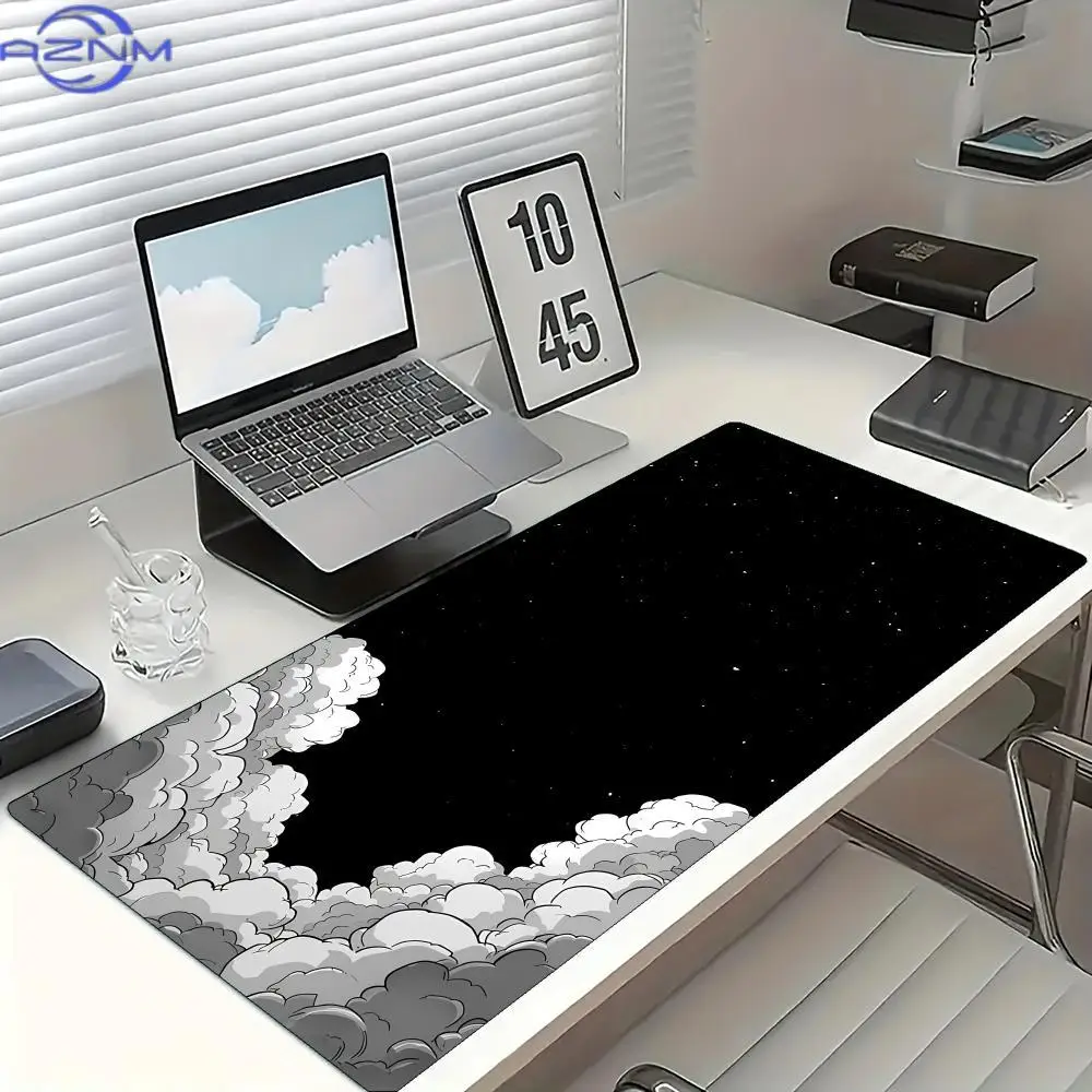 Starry Sky and Clouds Theme Mouse Pad Large Rubber Non-slip PC Desk Accessories Mousepad for Office and Gamer Keyboard Decor Mat
