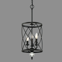 Retro Industrial Chandelier Ceiling Lamp Vintage Crystal  chandelier Black Gold E14 Kitchen Headlight Three Heads Pendant Lamp