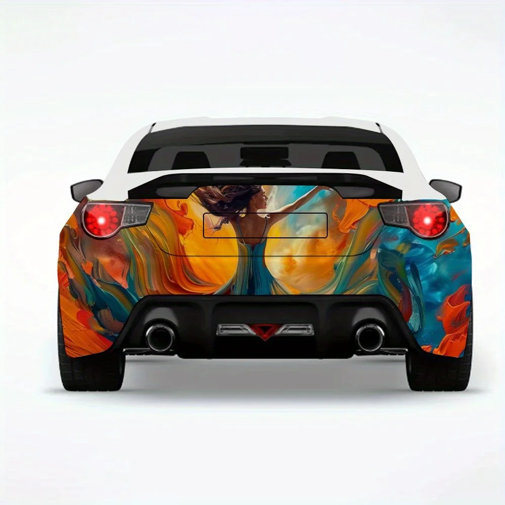 

Красочные танцующие женские художественные автомобильные наклейки, виниловая наклейка на заднюю часть автомобиля, водонепроницаемые самоклеящиеся виниловые наклейки для хвоста и бампера автомобиля