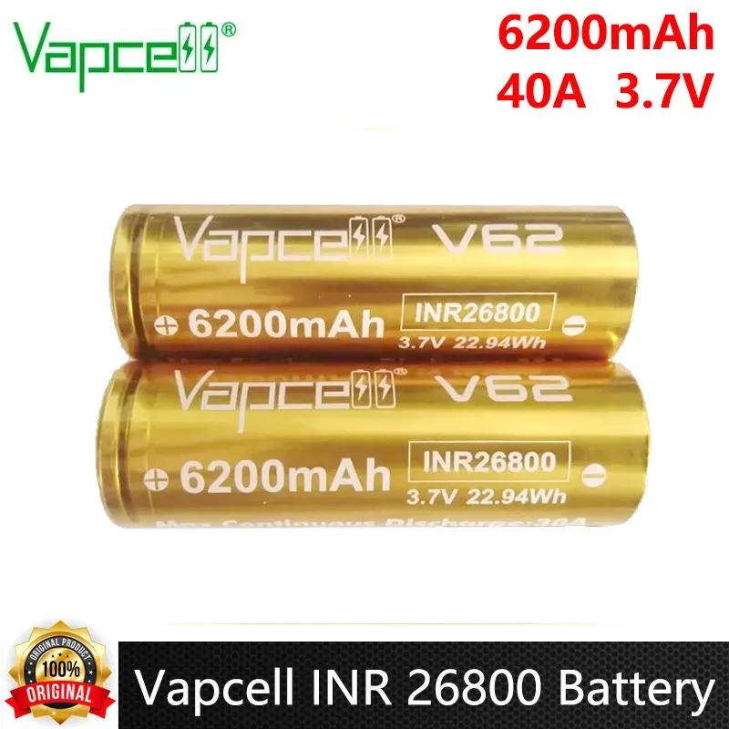 Akumulator Vapcell V62 INR 26800 o dużej pojemności 6200 mAh CDR 25A maks. 40 A 3,7 V akumulatory litowo-jonowe o dużej mocy do latarki