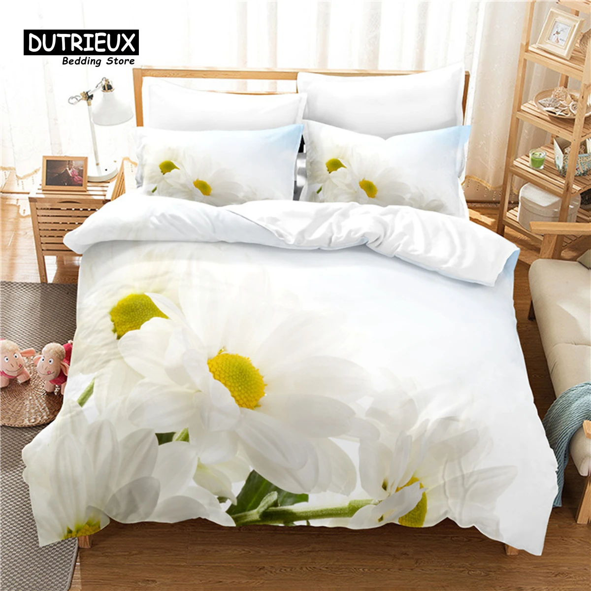 

Beautiful Flower Bedding Set, 3Pcs Duvet Cover Set, Soft Comfortable Breathable Duvet Cover, For Bedroom Guest Room Decor