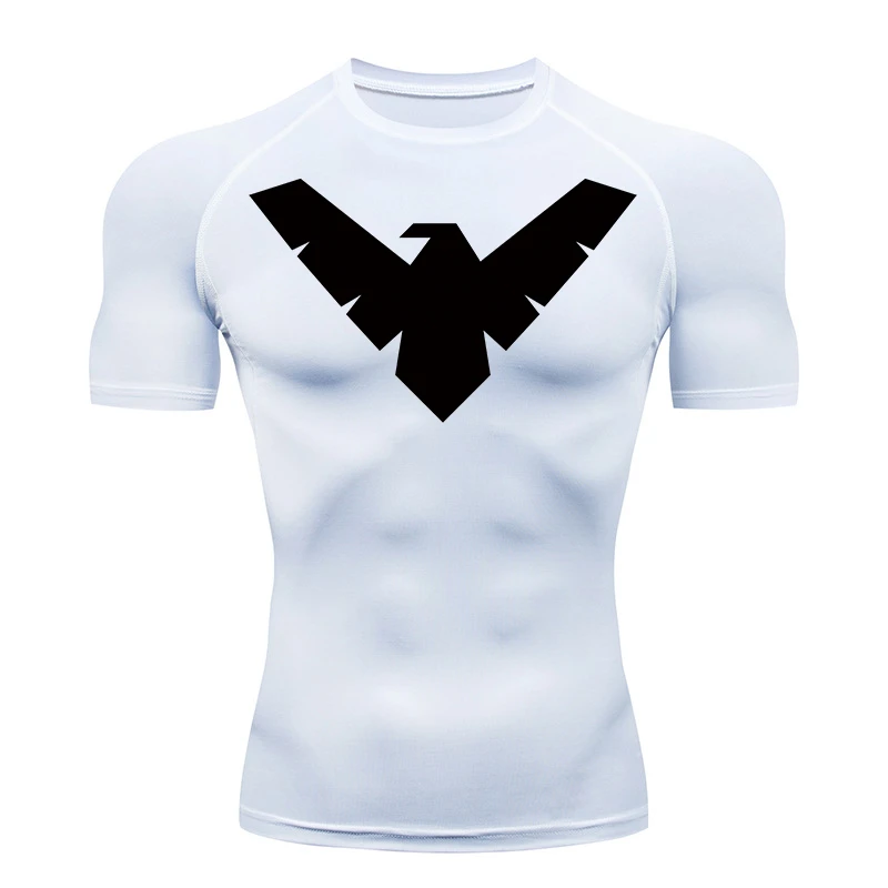 Grafik-Kurzarm-Kompressionsshirts für Herren, Fitnessstudio, Workout, Laufen, T-Shirts, Sommer, sportlich, schnell trocknend, Baselayers-Unterhemden