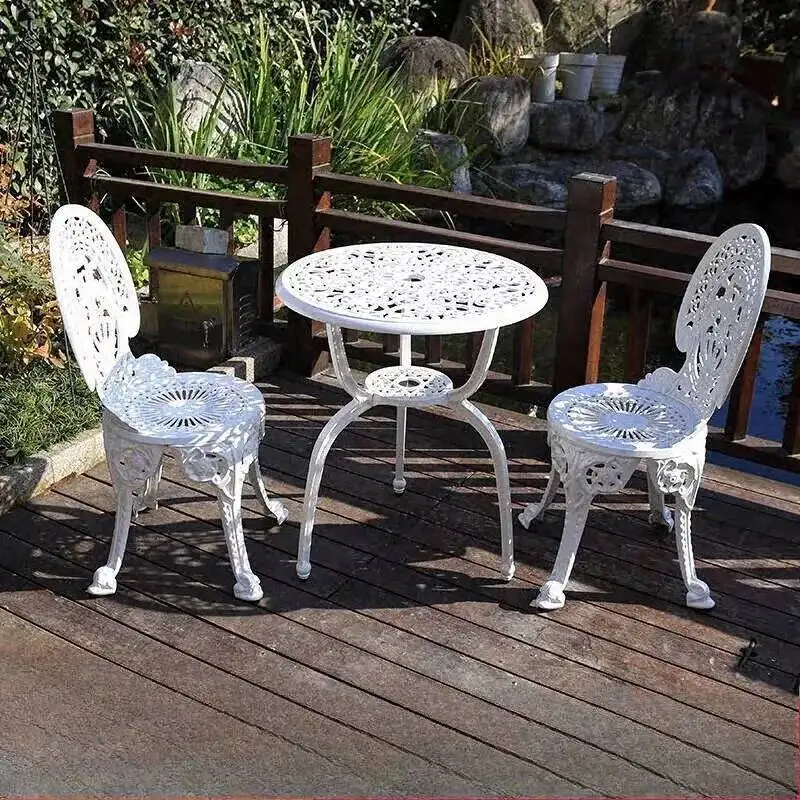 الألومنيوم في الهواء الطلق حديقة الأثاث شرفة مجموعات الترفيه حديقة الجدول الزهر وكرسي في الهواء الطلق كراسي طاولة مقاومة للماء وكرسي AA #4