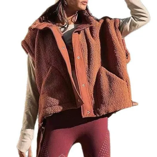 Loose Fit Distressed Coat Open Front with Japanese Korean Casual Single Breasted Regular Length Lapel Collar Women Vest Spring
