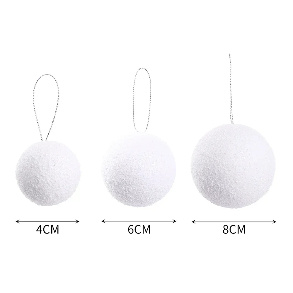6/12Pcs White Christmas Ball Round Foam Balls Xmas Tree Hanging Ornaments Home Wedding Party Festival Decoration Globe Supplies