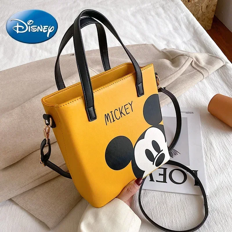 Disney-Bolso de mano de Mickey para mujer, bandolera de hombro multifuncional personalizada, con estampado de dibujos animados de lujo, informal, de