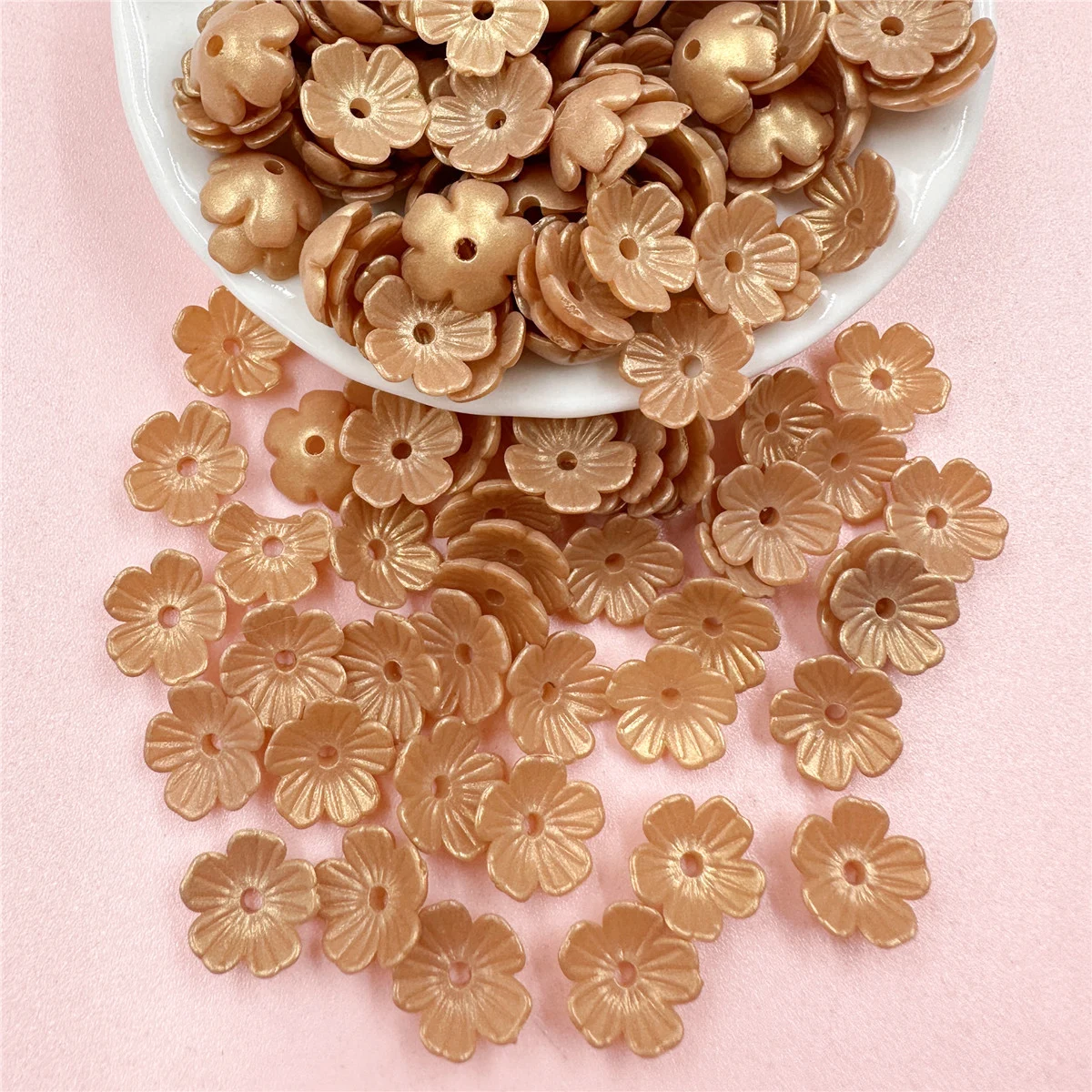 80Pcs/bag 10.5mm Acrylic Colored Five-petal Flower Beads Caps Handmade Earrings Hairclip Jewelry MakingMaterials