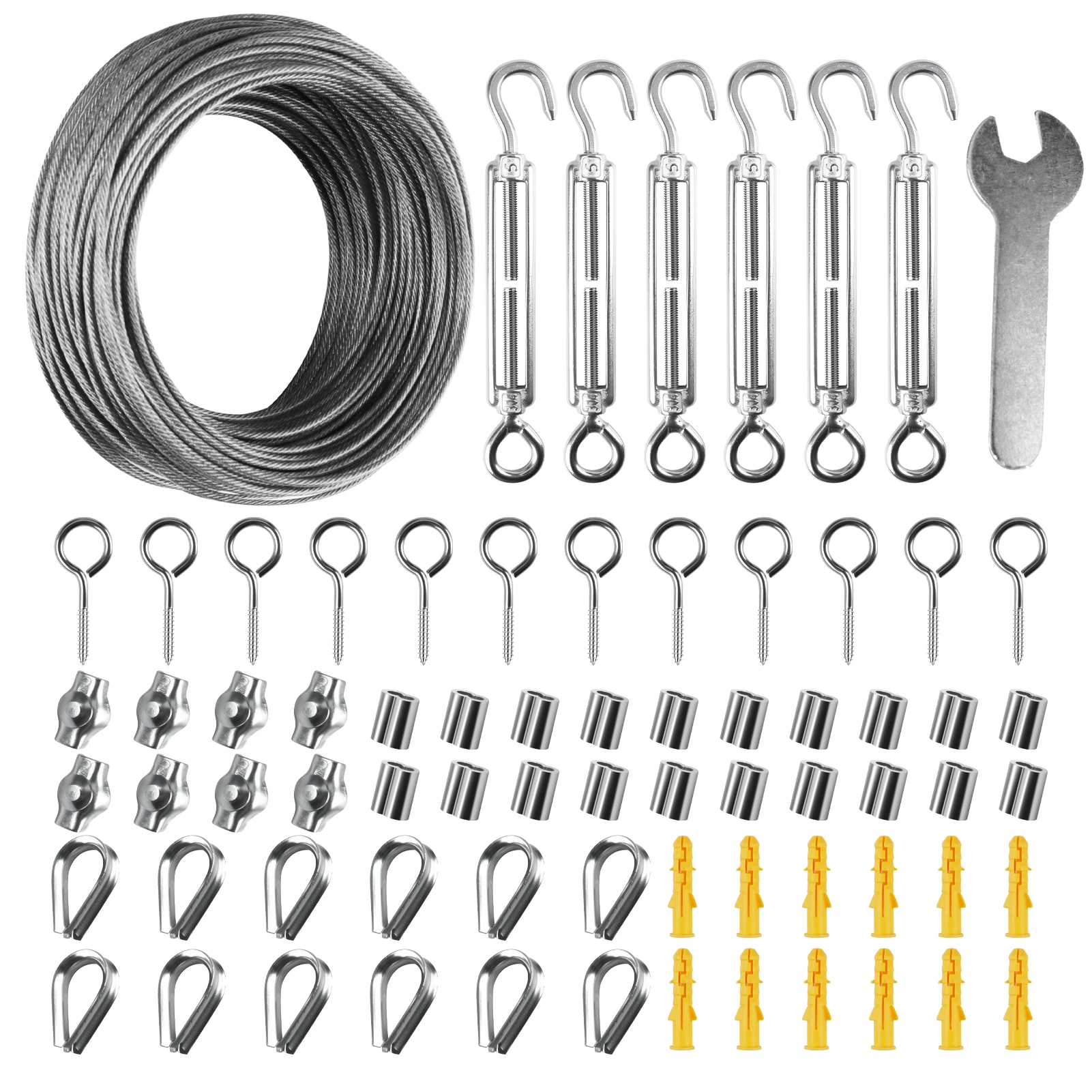 

Stainless Steel Wire Rope Kit Shelter Wire Rope Cable M4 Turnbuckles Wire Tensioner Kit PVC Coated Garden Camping Tent Ropes