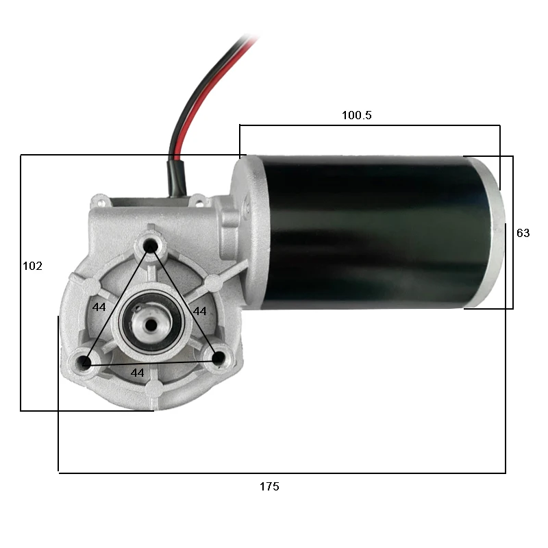 100W 200W  High Torque 12V 24V Low Speed Worm Gear Permanent Magnet Brushed Electrical DC Motor